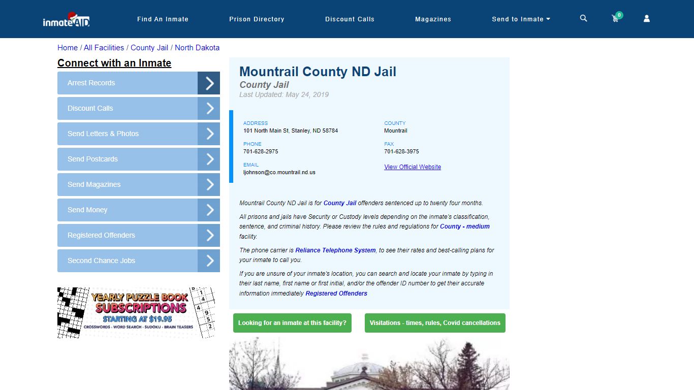 Mountrail County ND Jail - Inmate Locator - Stanley, ND